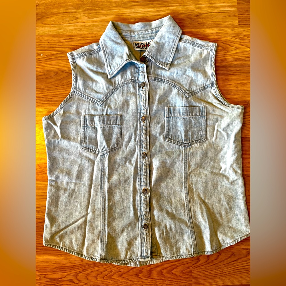 Vintage Bill Blass Jeans Vest | Women’s Size L Large Button Up Sleeveless Jeans